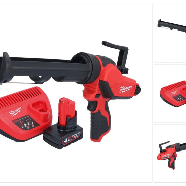 Pistola de cartuchos a batería Milwaukee M12 PCG/310-401 12 V 310 ml + 1x batería 4,0 Ah + cargador