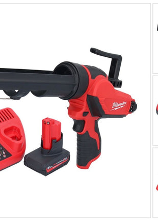 Pistolet à cartouche avec batterie Milwaukee M12 PCG/310-501 12 V 310 ml + 1x batterie 5,0 Ah + chargeur