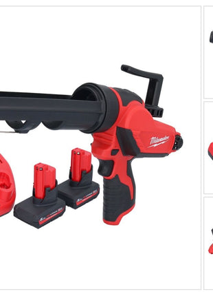 Pistolet à cartouche avec batterie Milwaukee M12 PCG/310-502 12 V 310 ml + 2x batteries 5,0 Ah + chargeur