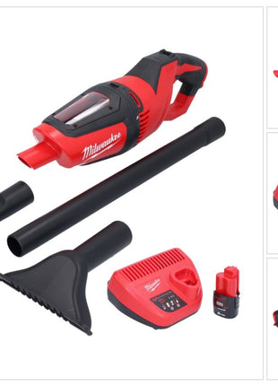 Aspirateur à batterie Milwaukee M12 HV-201 12 V + 1x batterie 2,0 Ah + chargeur