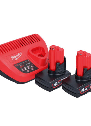 Aspirateur à batterie Milwaukee M12 HV-402 12 V + 2x batteries 4,0 Ah + chargeur