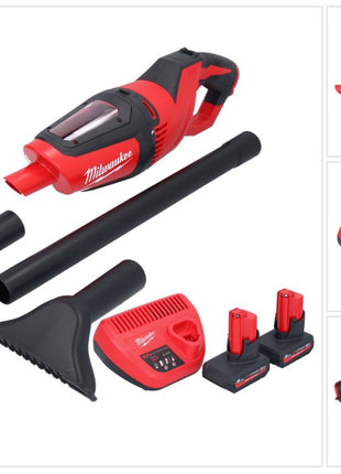 Aspirateur à batterie Milwaukee M12 HV-502 12 V + 2x batteries 5,0 Ah + chargeur