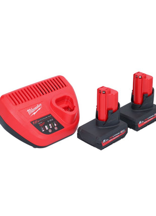 Milwaukee M12 HV-502 Akku Staubsauger 12 V + 2x Akku 5,0 Ah + Ladegerät