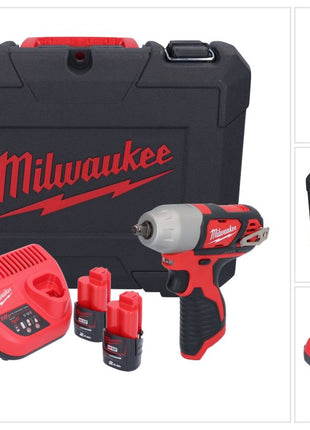 Milwaukee M12 BIW38-202C Akku Schlagschrauber 12 V 135 Nm 3/8˝ ( 4933443899 ) + 2x Akku 2,0 Ah + Ladegerät + Koffer