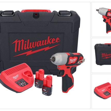 Milwaukee M12 BIW38-202C Akku Schlagschrauber 12 V 135 Nm 3/8˝ ( 4933443899 ) + 2x Akku 2,0 Ah + Ladegerät + Koffer