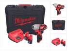 Milwaukee M12 BIW38-202C akumulatorowy klucz udarowy 12 V 135 Nm 3/8˝ ( 4933443899 ) + 2x akumulator 2,0 Ah + ładowarka + walizka