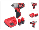 Milwaukee M12 BIW38-252 Clé à choc sans fil 12 V 135 Nm 3/8 + 2x batterie 2,5 Ah + chargeur