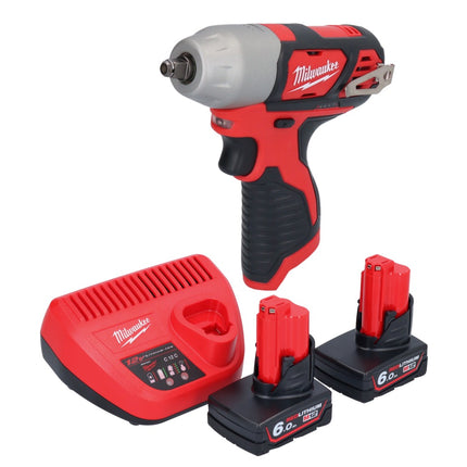 Llave de impacto inalámbrica Milwaukee M12 BIW38-602 12 V 135 Nm 3/8˝ + 2x baterías 6,0 Ah + cargador