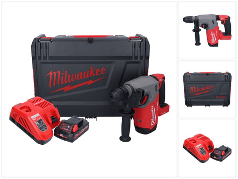 Milwaukee M18 ONEFHX-301X cordless combi hammer 18 V 2.5 J SDS-Plus Brushless + 1x rechargeable battery 3.0 Ah + charger + HD box