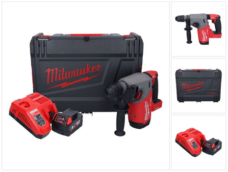 Martillo combinado a batería Milwaukee M18 ONEFHX-501X 18 V 2,5 J SDS-Plus sin escobillas + 1x batería 5,0 Ah + cargador + caja HD