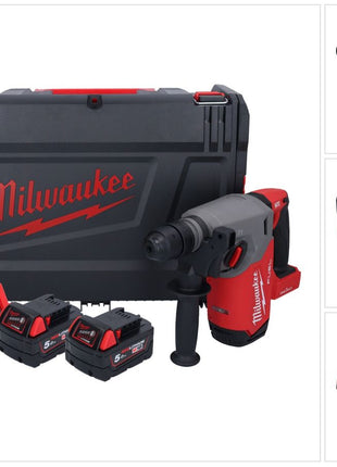 Milwaukee M18 ONEFHX-502X Cordless combi hammer 18 V 2.5 J SDS-Plus Brushless + 2x rechargeable battery 5.0 Ah + charger + HD box