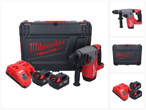 Martillo combinado a batería Milwaukee M18 ONEFHX-502X 18 V 2,5 J SDS-Plus sin escobillas + 2x baterías 5,0 Ah + cargador + caja HD