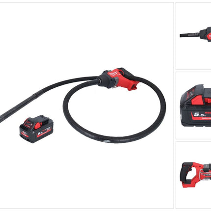 Milwaukee M18 FCVN24-551 Akku Betonrüttler 18 V 2,4 m Brushless + 1x Akku 5,5 Ah - ohne Ladegerät