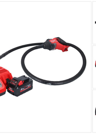 Milwaukee M18 FCVN24-801 Akku Betonrüttler 18 V 2,4 m Brushless + 1x Akku 8,0 Ah + Ladegerät