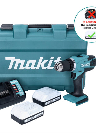 Makita DF 457 DWE Akku Bohrschrauber 18 V 42 Nm G-Serie + 2x Akku 1,5 Ah + Ladegerät + Koffer - Toolbrothers