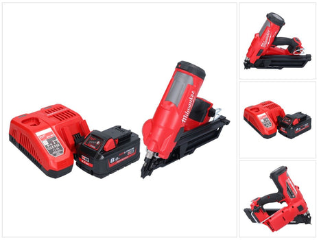 Clavadora a batería Milwaukee M18 FFN-801 18 V 50 - 90 mm sin escobillas + 1x batería 8,0 Ah + cargador