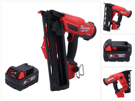 Cloueur à batterie Milwaukee M18 FN16GA-501 18 V 32 - 64 mm sans balais + 1x batterie 5,0 Ah - sans chargeur