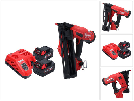 Clavadora a batería Milwaukee M18 FN16GA-502 18 V 32 - 64 mm sin escobillas + 2x baterías 5,0 Ah + cargador