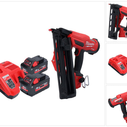 Milwaukee M18 FN16GA-552 cloueur sans fil 18 V 32 - 64 mm Brushless + 2x batterie 5,5 Ah + kit chargeur