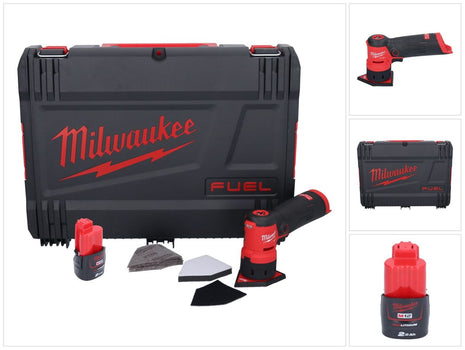 Milwaukee M12 FDSS-201X akumulatorowa szlifierka punktowa 12 V 88,8 x 63,5 mm bezszczotkowa + 1x akumulator 2,0 Ah + skrzynka HD - bez ładowarki