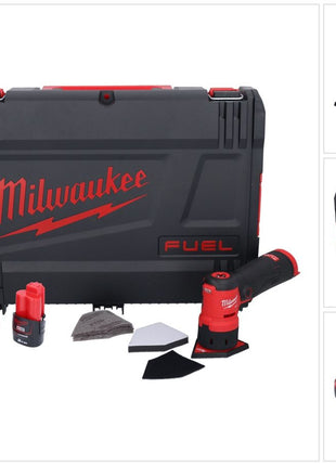 Meuleuse à pointes sur batterie Milwaukee M12 FDSS-201X 12 V 88,8 x 63,5 mm sans balais + 1x batterie 2,0 Ah + chargeur + boîtier HD