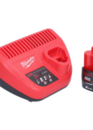 Meuleuse à pointes sur batterie Milwaukee M12 FDSS-201X 12 V 88,8 x 63,5 mm sans balais + 1x batterie 2,0 Ah + chargeur + boîtier HD