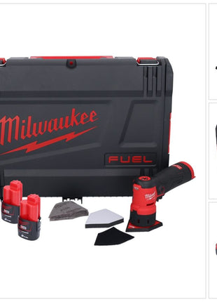 Amoladora puntual de batería Milwaukee M12 FDSS-202X 12 V 88,8 x 63,5 mm sin escobillas + 2x batería 2,0 Ah + cargador + caja HD