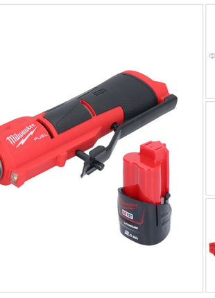 Milwaukee M12 FTB-201 akumulatorowa frezarka do opon 12 V 7/16" Hex bezszczotkowa + 1x akumulator 2,0 Ah - bez ładowarki