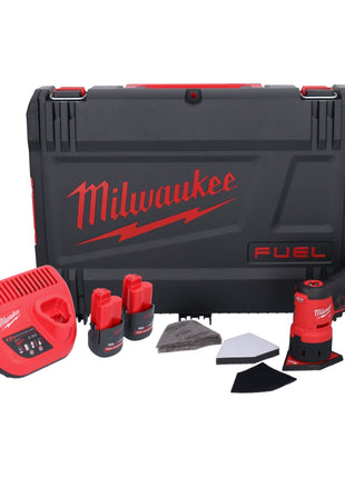 Meuleuse à pointes sur batterie Milwaukee M12 FDSS-252X 12 V 88,8 x 63,5 mm sans balais + 2x batterie 2,5 Ah + chargeur + boîtier HD