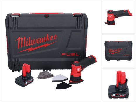 Meuleuse à pointes sur batterie Milwaukee M12 FDSS-401X 12 V 88,8 x 63,5 mm sans balais + 1x batterie 4,0 Ah + boîtier HD - sans chargeur