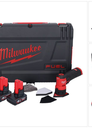 Meuleuse à pointes sur batterie Milwaukee M12 FDSS-402X 12 V 88,8 x 63,5 mm sans balais + 2x batterie 4,0 Ah + chargeur + boîtier HD