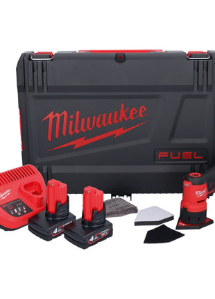 Milwaukee M12 FDSS-402X Akku Punktschleifer 12 V 88,8 x 63,5 mm Brushless + 2x Akku 4,0 Ah + Ladegerät + HD-Box