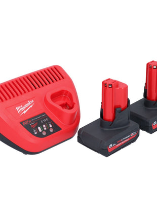 Amoladora puntual de batería Milwaukee M12 FDSS-502X 12 V 88,8 x 63,5 mm sin escobillas + 2x batería 5,0 Ah + cargador + caja HD