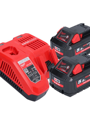 Polisseuse excentrique sur batterie Milwaukee M18 FROP21-552X 18 V 150 mm brushless + 2x batteries 5,5 Ah + chargeur + boîtier HD