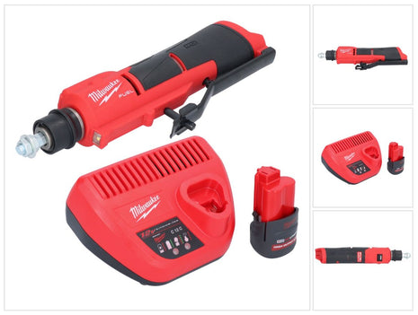 Milwaukee M12 FTB-251 akumulatorowa frezarka do opon 12 V 7/16" Hex bezszczotkowa + 1x akumulator 2,5 Ah + ładowarka