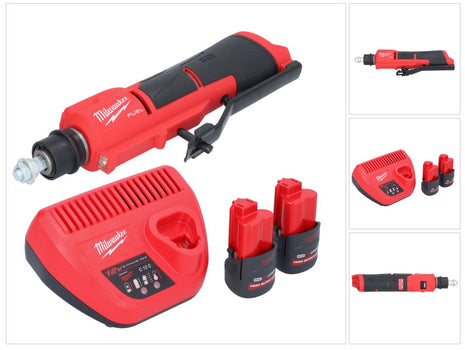 Milwaukee M12 FTB-252 desbastadora de neumáticos a batería 12 V 7/16" Hex Brushless + 2x batería 2,5 Ah + cargador