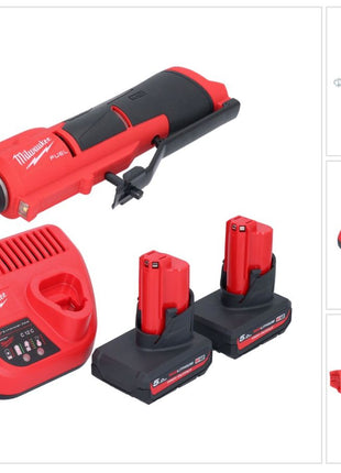 Milwaukee M12 FTB-502 Akku Reifenaufrauer 12 V 7/16" Hex Brushless + 2x Akku 5,0 Ah + Ladergerät