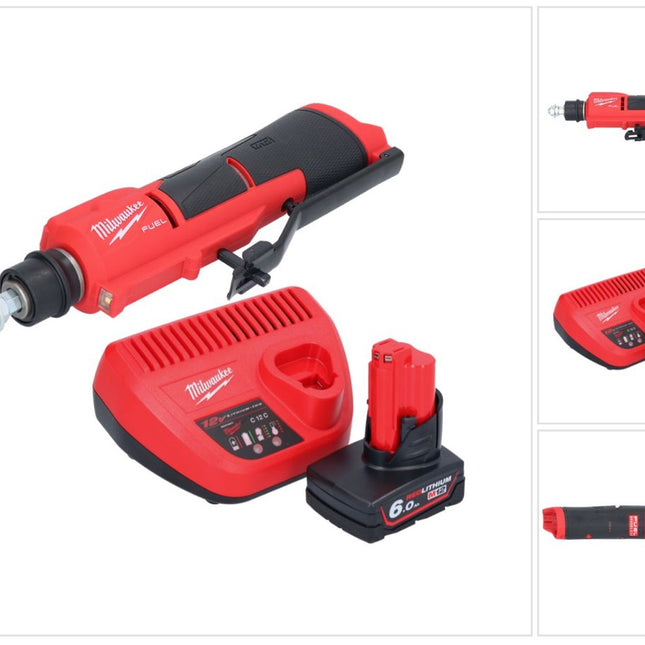 Milwaukee M12 FTB-601 desbastadora de neumáticos a batería 12 V 7/16" Hex Brushless + 1x batería 6,0 Ah + cargador