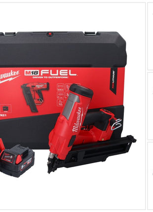 Milwaukee M18 FFN21-501C Akku Nagler 18 V 50 - 90 mm Brushless + 1x Akku 5,0 Ah + Ladegerät + Koffer