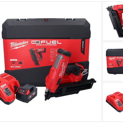 Milwaukee M18 FFN21-501C Akku Nagler 18 V 50 - 90 mm Brushless + 1x Akku 5,0 Ah + Ladegerät + Koffer