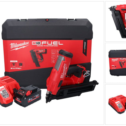 Milwaukee M18 FFN21-801C Akku Nagler 18 V 50 - 90 mm Brushless + 1x Akku 8,0 Ah + Ladegerät + Koffer