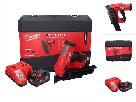 Milwaukee M18 FFN21-801C Akku Nagler 18 V 50 - 90 mm Brushless + 1x Akku 8,0 Ah + Ladegerät + Koffer