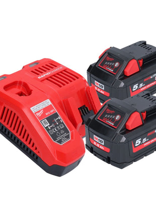 Milwaukee M18 FDGROVPDB-552X Akku Geradschleifer 18 V Brushless + 2x Akku 5,5 Ah + Ladegerät + HD Box