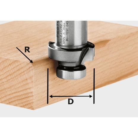 Fresa para redondear Festool HW R5-OFK 500 27 x 5,0 mm (490095) para fresadora de cantos OFK 500