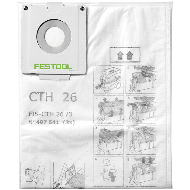 Festool FIS-CTH 26/3 Safety filter bag 24 l dust class H 3 pcs. ( 497541 ) for mobile dust extractor CTH 26