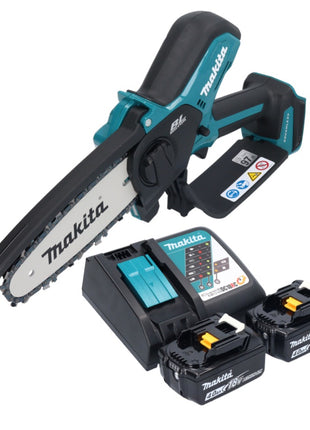 Motosierra a batería Makita DUC 150 RM201 18 V 15 cm sin escobillas + 2x baterías 4,0 Ah + cargador