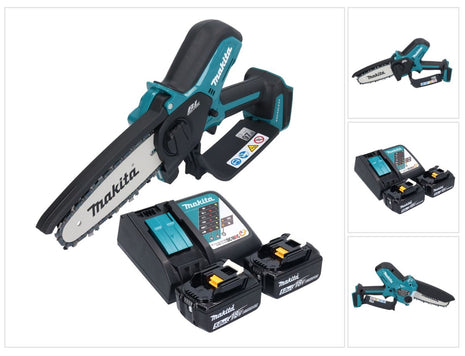 Makita DUC 150 RT201 Akumulatorowa pilarka łańcuchowa 18 V 15 cm bezszczotkowa + 2x akumulator 5,0 Ah + ładowarka