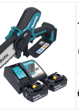 Makita DUC 150 RG201 Akku Kettensäge 18 V 15 cm Brushless + 2x Akku 6,0 Ah + Ladegerät