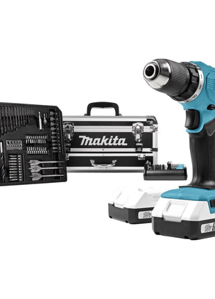 Makita DF 457 DWEX2 perceuse-visseuse sans fil 18 V 42 Nm série G + 2x batteries 1,5 Ah + chargeur + jeu d'accessoires 70 pièces + mallette