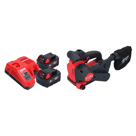 Milwaukee M18 FBTS75-502 akumulatorowa szlifierka taśmowa 18 V 75 x 457 mm bezszczotkowa + 2x akumulator 5,0 Ah + ładowarka